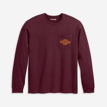 [할리데이비슨] 남성 바앤실드 포켓 긴팔티셔츠 RED