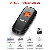 바코드스캔 바코드 2D 택배 마트 스캐너 Eyoyo EY023 휴대용 블루투스 QR 이미지 PDF417 스크린 스캐닝 리더 무선 1D 레이저 윈도우 안드로이드 iOS, 2.EY023L 1D Laser