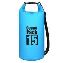 15l 방수 방수 드라이 백 자루 보관 팩 파우치 수영 야외 카약 카누 강 트레킹 보트 타기, 15L 스카이 블루