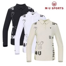 엠유스포츠 여성 로고 프린트 변형 카라 티셔츠 MU22122TL04