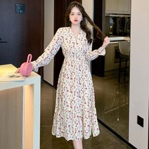플라워 원피스 바람 여성스런 허리라인