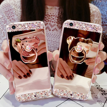 갤럭시 갤럭시S21 S21울트라 후면 큐빅 곰돌이 컬러 미러 링고리 거치대 케이스