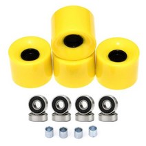 전동보드 크루저보드 입문용롱보드 4개 스케이트 보드 Longboard 바퀴 60x45 미리메터 78A ABEC-9 베어링, 01 Yellow