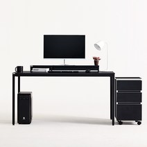 다가구 프래그마 800 x 450 컴퓨터책상, 블랙+블랙(상판):아이보리(프레임)