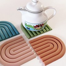 로즈소녀하우스 아치형 컬러 플리츠 주름 실리콘 트레이 컵 냄비받침대 티코스터, 진저