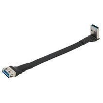여성 데이터 케이블 직각 90도 USB3.0 익스텐더 코드에 USB 3.0 케이블 평면의 USB 연장 케이블 남성, 10cm, 검정