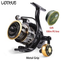 LINNHUE 낚시 릴 HE500-7000 최대 드래그 10kg 예비 금속 스풀 스피닝 릴 바닷물 잉어 낚시에 신선한 선물 라인 보내기, 6000 시리즈, 협력사, 릴메탈 그립