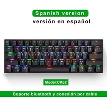 가상키보드 Mini Motospeed CK62 Gaming Mechanical Keyboard USB Wired/Bluetooth Dual Mode 61 Keys RGB, 한개옵션2, 04 금, 01 블루 스위치