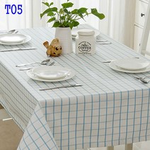 SKANDSALO 식탁보 모던 체크무늬 심플 도트 스트라이프 순면 캔버스 티테이블보 성탄 인테리어 테이블 천다기, T05-간조-블루, C09-120*160