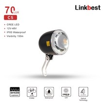 Linkbest 자전거 라이트 70 럭스 전기 사이클링 헤드 프론트 깜박이 리어 러닝 램프 미등, c5