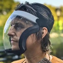 투명 방풍 마스크 페이스 풀 커버 방수 헤드 기어 자외선 차단 방진 스크린 얼굴 가리개, 블루 프레임 투명 필름-안개 차단