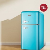 복고풍 소형 냉장고 가정용 에너지 절약 냉장고 기숙사 냉장고 50L/98L/118L/132L/156L, 불루, 118L