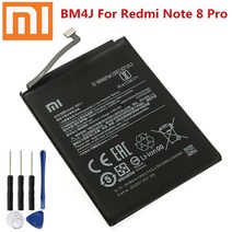 핸드폰 배터리 교체 2020 년 100 원래 4500mah bm4j 배터리 xiaomi redmi note 8 pro note8 pro 정품 교체 전화 배터리 무료 도구, 없음