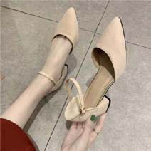 스틸레토 슬링백 펌프스 미들힐 뮬 발목 하이힐 여성화 밴딩 플랫 로우힐 웨딩 스트랩 정장