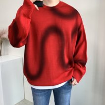 마이클로드빅사이즈 로프 스프레이 핸드페인팅 오버핏 박스 커플 니트 4컬러