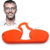 돋보기 확대경 블록렌즈Eyeezi 광학 무방비 독서 안경 남자 휴대용 실리콘 코 클립 포켓 리더 미니 키 체, 09 square orange_01 +100