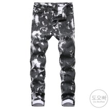도오빠 남성 워싱 청바지 페인팅 데님 팬츠 슬림핏 컬러 스키니진 돌청 스판 면바지 봄 가을 남자청바지