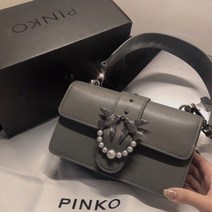 PINKO 핑코 핀코 제비백 클래식 스퀘어백 하이 빈티지 진주 미니 솔리드 가죽 체인백