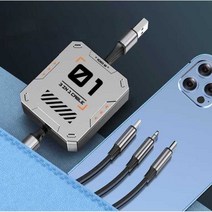 USB 플래시 충전 3헤드 자동차 다기능 범용에 적합한 3-in-1 데이터 케이블 접이식 1-3 충전기 케이블, (블랙2개) 100W 급속 충전 1.2m