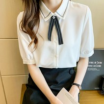 여자 카라포인트반팔 블라우스 상의 여성 브이넥 브이 카라