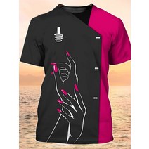 안전 노가다 직업 여성용 티셔츠 프린트 캐주얼 반팔 티 레귤러 네일 전문 유니폼 블라우스 여름 뷰티 작업, 02 B4 SKCS-5_03 S