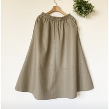 아델 가죽 스커트 인조가죽 치마 밴딩 플레어 롱스커트