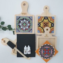 (각인무료 ) DIY 타일 원목냄비받침대 만들기 키트 목공diy반제품, 선택1. 물결 손잡이, 선택1. 모던 스타일, 각인 선택(배송메모란에 글씨체/문구 남겨주세요)