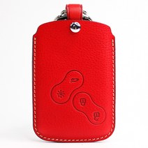 르노삼성 SM5 SM7 QM5 QM3 4버튼 스마트키 가죽 케이스 PS02 커버, 미네르바복스 레드