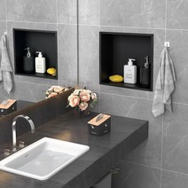 Shower Niche 매트 블랙 스테인리스 스틸 샤워 틈새 30.5 x 61cm(12 24 휴대용 미국 유럽 수입 1406901, 12×12 inch