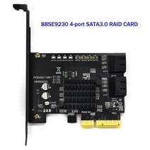 PCI-E 4 포트 SATA3.0 RAID 확장 카드 6.0 Gbps PCIE3.0 컨트롤러 어댑터 지원 Pci-E 4X 8X 16X 인터페이스, 한개옵션1, 한개옵션0
