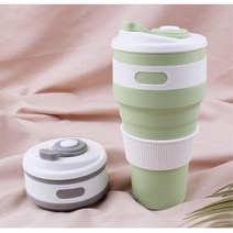 휴대용 접이식 300ml 실리콘 텀블러 안새는텀블러, 그린