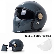 오토바이 풀페이스헬멧 빈티지 패션 형 턱 풀 페이스 헬멧 헬기 레트로 모토 크로스 레이싱 고 오프로드 제트 카스코, 엘, 2