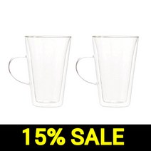 루시드랩 이중 내열 홈카페 유리컵 카푸치노 2개, 투명 400ml 2개