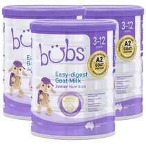 법스 호주 Bubs Goat Milk 이지 다이제스트 3-12세 주니어 산양 분유 800g, 3팩