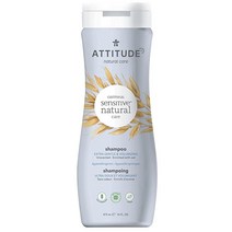 ATTITUDE 민감한 피부용 샴푸 매우 부드럽고 볼륨감 있는 무향 샴푸 민감한 두피를 위한 진정 오트밀이 풍부 EWG 인증 무향 473.2 ml (16 온스) (포장이