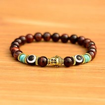 Buddha Head Mens Bracelet/Jewelry Beaded Bracelets And Bangles Charms Natural Stone Tiger Eye Couple, AB224-3