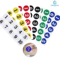 18AQ 컬러 원형 에폭시 번호판 사물함 원형번호판 목, 노랑1~10 10알 한장