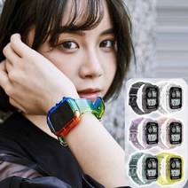 [천삼백케이] [골피아] LD-1006 A풀커버스트랩 투명 스마트워치밴드 스치케이스, 01. 화이트/42-44-45mm