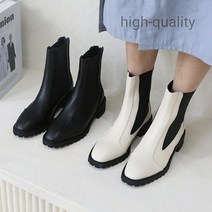 여성부츠 4cm 첼시부츠 워커굽 천연 소가죽 여성앵클부츠 발편한 명품룩 명품코디
