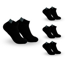 제이제이삭스 남성용 논슬립 스포츠 단목 양말 4켤레, 블랙