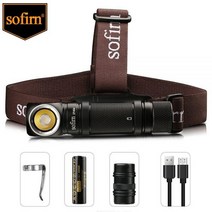 고휘도 손전등 소형 멀티 휴대용 Sofirn-SP40A TIR 광학 충전식 LED 헤드램프 LH351D 1200lm 18650 헤드라이트 18350 각도 마그넷 테일 조명 밝은 잘, 2700K_검은색 | 배터리