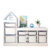 틈새수납장 베란다 다용도실 베이비장 컬러 어린이, 4단x 2세트 + 3단 2단캐비닛(화이트박스)