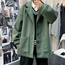 남자 반코트 가을 빅사이즈 아우터 녹색 코트 그린 간절기 트렌치 하프 코트 자켓 더플 키작은 하객룩