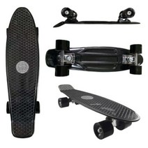 FLCRK 스케보 22 인치 미니 크루저 어린이 어른용 초보자 스케이트 보드 컴플리트 ABEC-9 베어링 채용 (블랙 x 블랙)