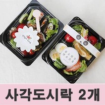 검정 도시락 사각 일회용 용기 봄소풍 공원 피크닉, 1, 1