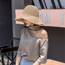 트루러비 뉴아 자외선차단 햇빛차단 썬바이저 햇빛가리개 리본 여름휴가 바캉스 왕골 라탄 매쉬 페이스가드 밀짚 지사 와이드햇 버킷햇 여름 모자