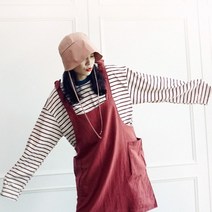 [바보사랑] 배색 단가라 오버핏 옆트임 롱 티셔츠n827