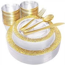 식기 플라스틱 은제품 대형 용그릇 투명 생일 과일용기, Gold 50pcs, 단일옵션