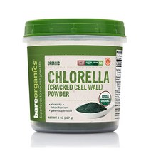 Bare Organics 12522 유기농 클로렐라 파우더 슈퍼푸드 식이 226.8g8oz, Chlorella