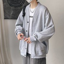 남자 솔리드 2021 오버핏 빅사이즈 가디건 단추